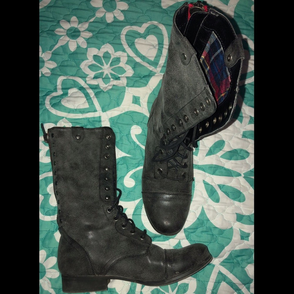Charcoal Madden Girl Combat Boots